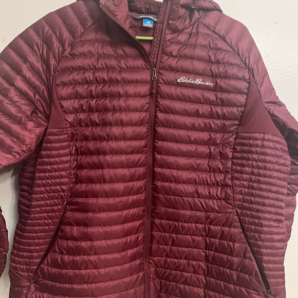 Eddie Bauer Women's MicroTherm 2.0 Down Hooded Jacket Cabernet XL - Picture 2 of 8